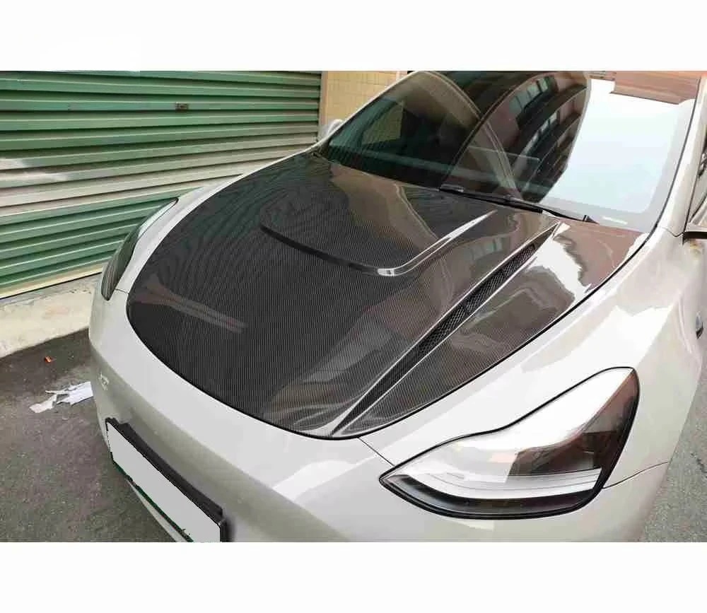 Carbon Fiber Front Hood Bonnet Cover B Style for  Model 3  Model Y Car Body Kit Upgrade